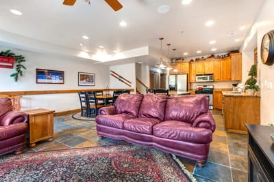 Kick back on the leather sectional with room for the whole crew and a sofa sleeper for extra guests.