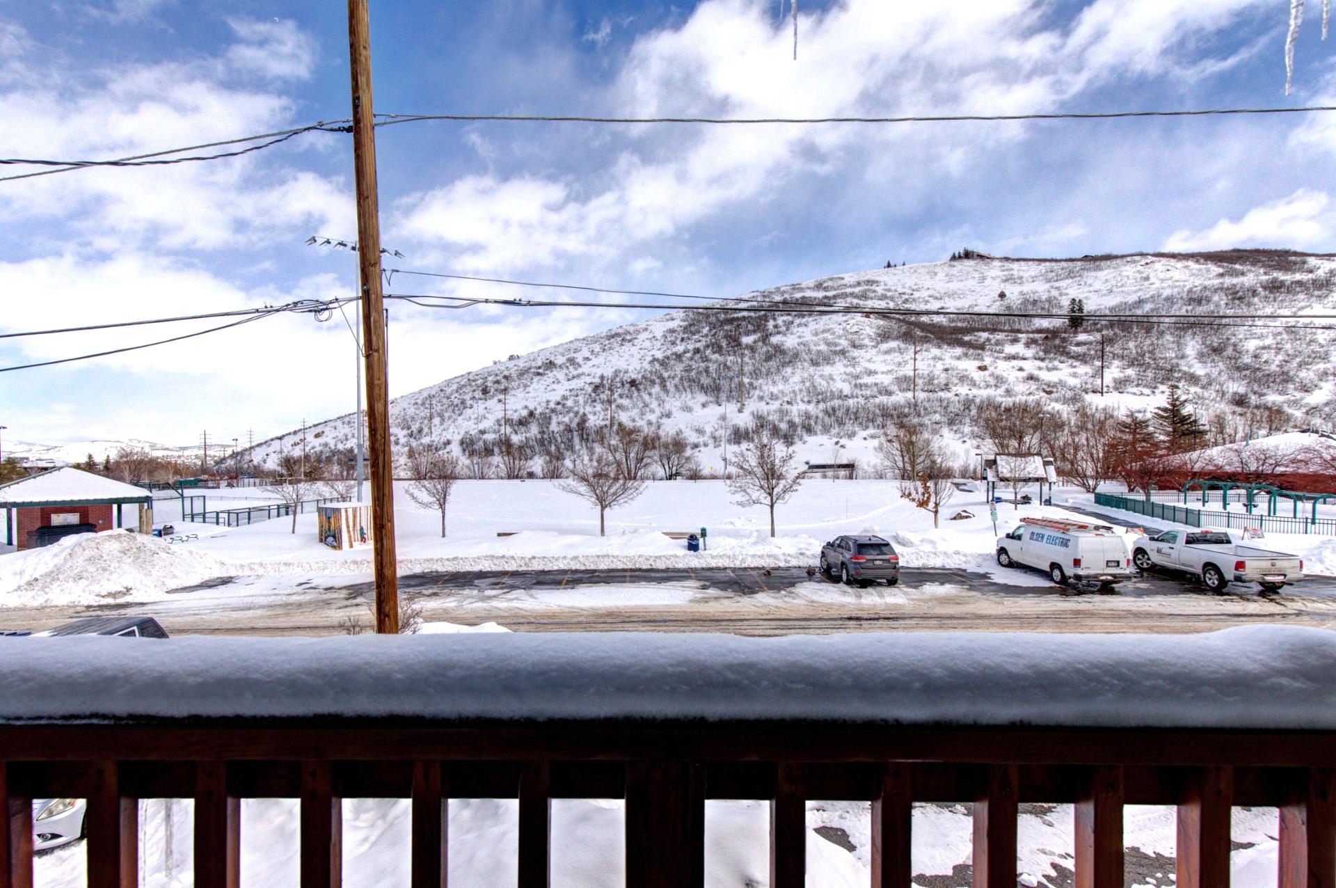 Look out over snow-covered slopes and open skies from your upstairs balcony.
