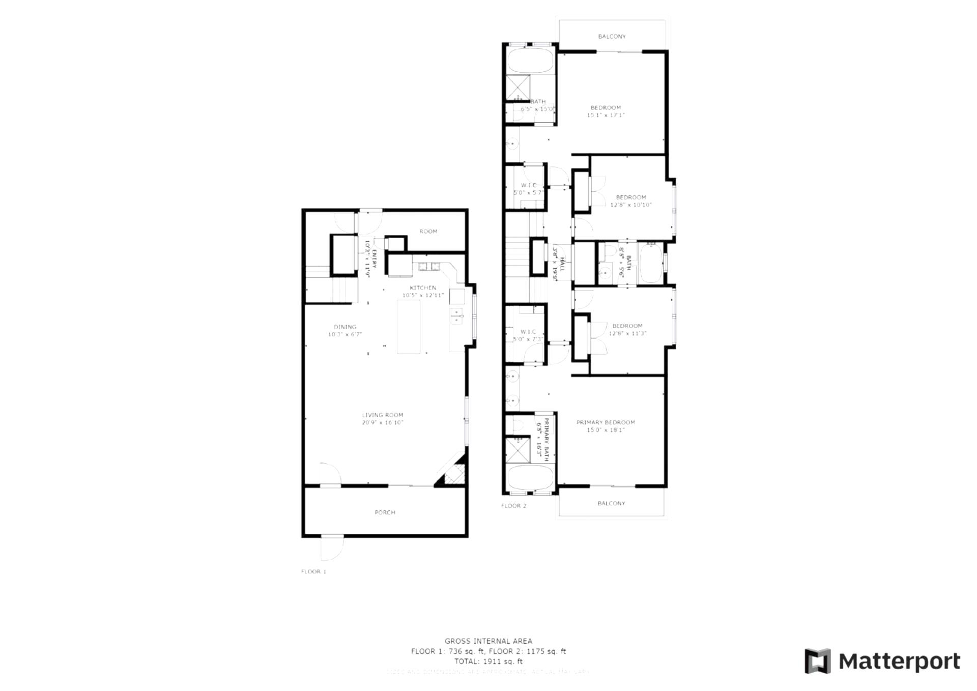 Floor plan layout shows both levels of the home, including four bedrooms and open-concept living areas.
