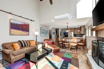 A second seating area provides extra space for games, reading, or quiet conversation.