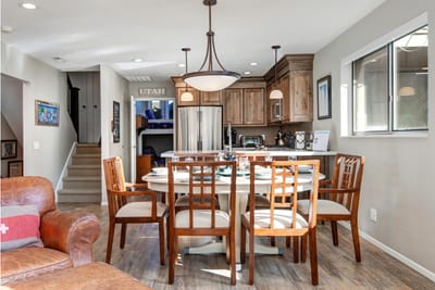 Your dining table for six offers a comfortable spot for shared meals and game nights.