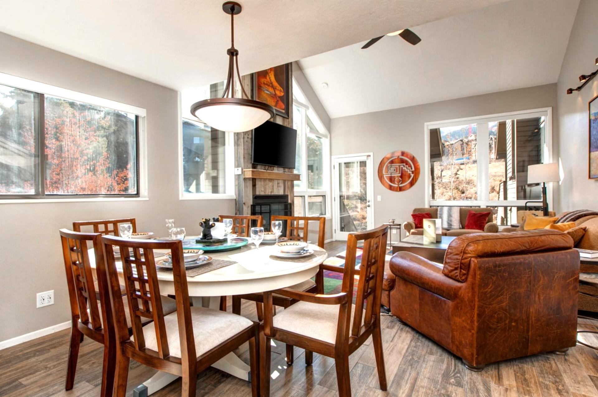 Open-concept dining and living flow together, ideal for gathering with friends and family.