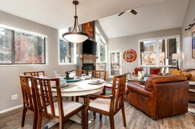 Open-concept dining and living flow together, ideal for gathering with friends and family.
