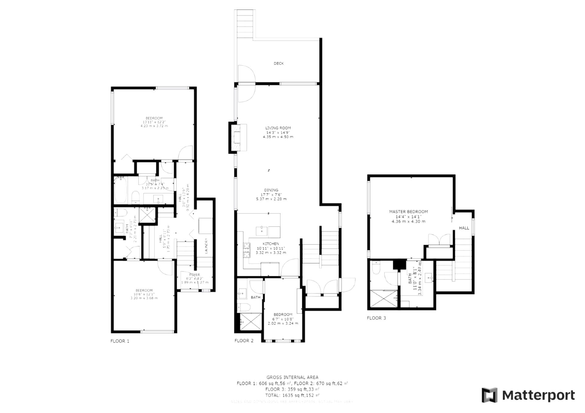 Complete 3-story layout provides a full view of the home’s generous and well-planned space.