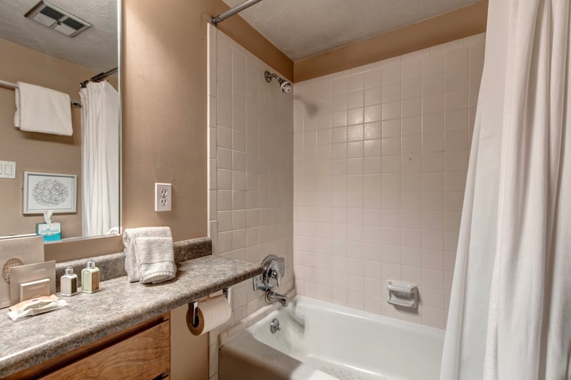 Clean and bright, with full tub and shower for easy rinses after adventures.