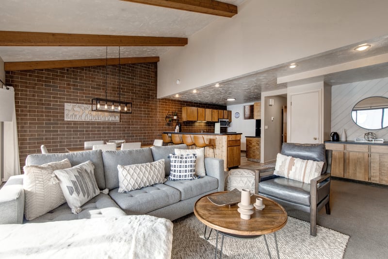 Open layout connects living, dining, and kitchen. Ideal for relaxing or entertaining.