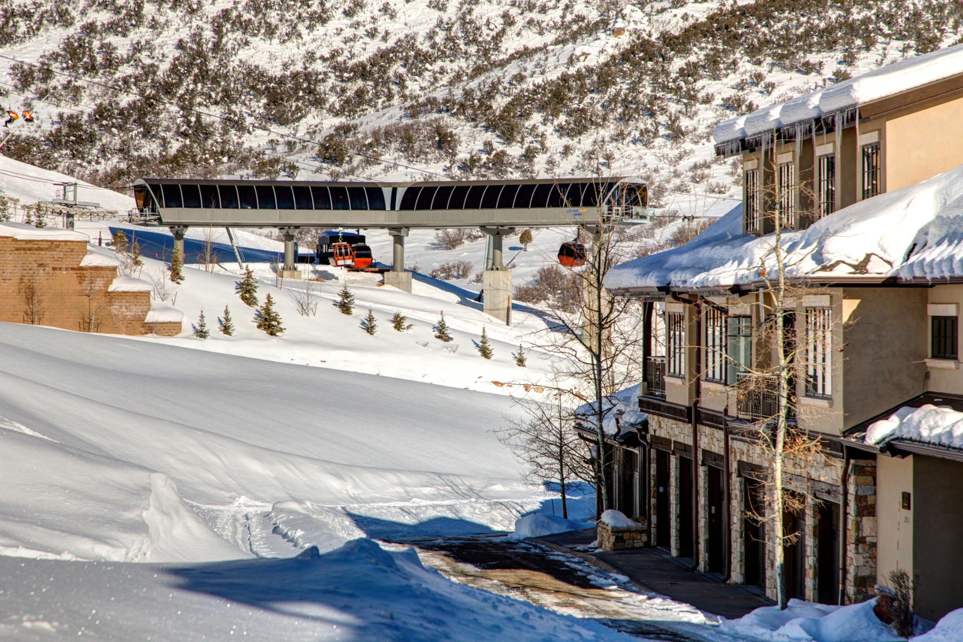 Winter wonderland at your doorstep. Ski access is just across the snow-covered road.