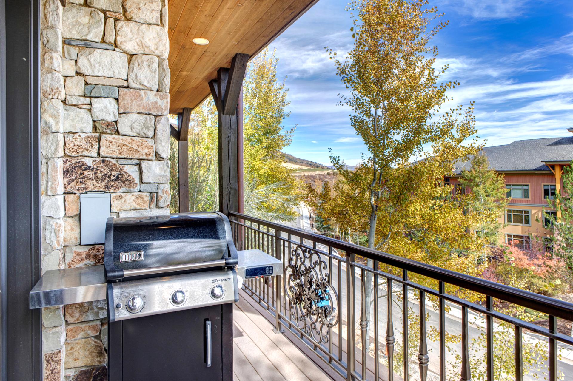 Grill out on your covered balcony and savor fresh mountain air with a view.