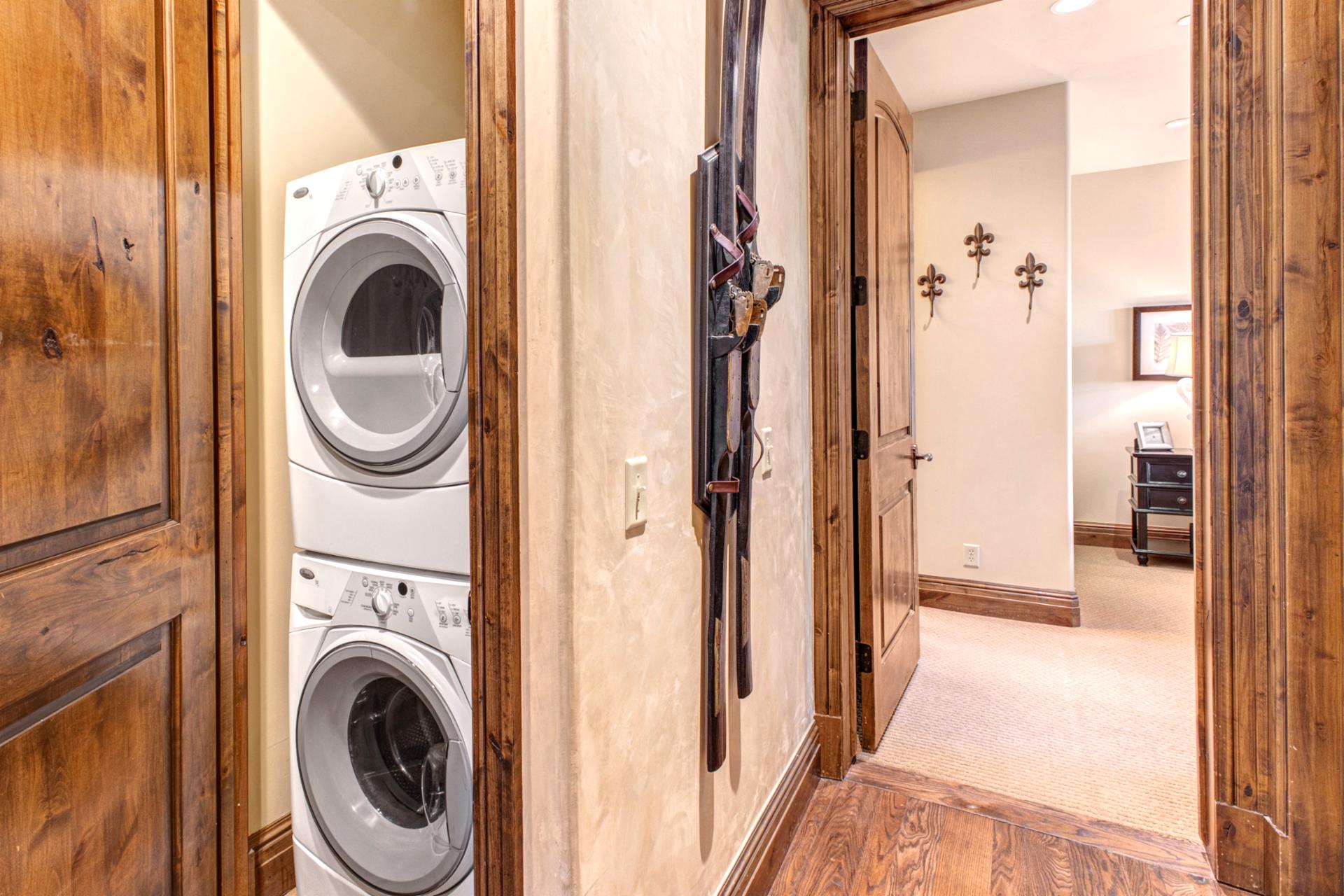 In-unit washer and dryer make it easy to keep gear fresh between mountain adventures.