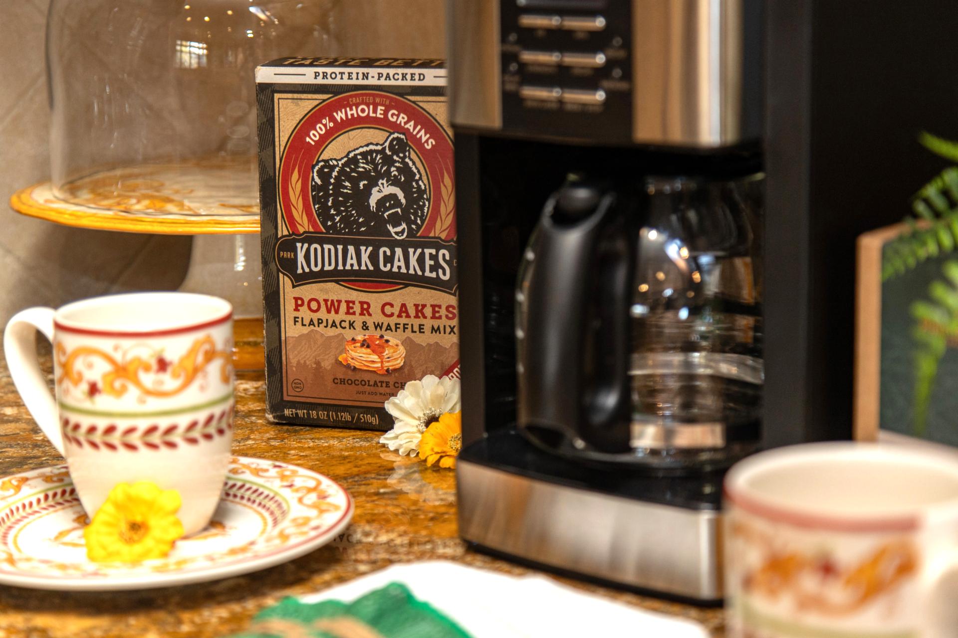 Brew a fresh pot before the first run; your kitchen coffee setup is ready for early mornings.