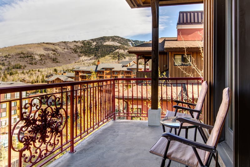 Enjoy fresh mountain air from your private balcony just off the King suite.